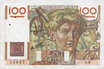 BILLETS DE LA BANQUE DE FRANCE 100 francs Banque de France. Billet. jeune paysan, -