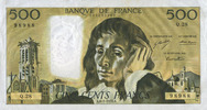 BILLETS DE LA BANQUE DE FRANCE 500 francs Banque de France. Billet. (Pascal) -