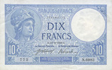 BILLETS DE LA BANQUE DE FRANCE 10 francs Banque de France. Billet. Minerve, -