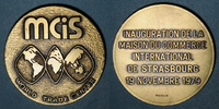 ALSACE bronze Strasbourg. Inauguration de la Maison du Commerce International de Strasbourg. Médaille -