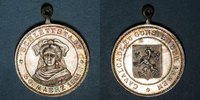 ALSACE bronze Alsace. Sélestat. Cavalcade. Médaille argenté. 26 mm, avec son illet -