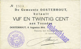 AUTRES BILLETS ETRANGERS 25 cent Pays Bas. Gemeente Oosterhout. . -