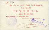 AUTRES BILLETS ETRANGERS 1 gulden Pays Bas. Gemeente Oosterhout. -