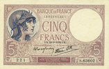 BILLETS DE LA BANQUE DE FRANCE 5 francs Banque de France. Billet. violet, 28.9.1939, modifié -