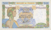 BILLETS DE LA BANQUE DE FRANCE 500 francs Banque de France. Billet. la Paix, -