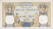 BILLETS DE LA BANQUE DE FRANCE 1000 francs Banque de France. Billet. Cérès et Mercure, -