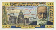 BILLETS DE LA BANQUE DE FRANCE 5 NF Banque de France. Billet. / 500 francs, Victor Hugo, 30.10.1958, surchargé -