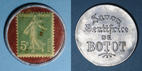 MONNAIES DE NECESSITE FRANCAISES 5 centimes Levallois-Perret. Savon - Dentifrice de Botot. -