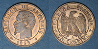 MONNAIES MODERNES FRANCAISES 1 centime 2e empire (1852-1870). tête nue -