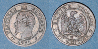 MONNAIES MODERNES FRANCAISES 1 centime 2e empire (1852-1870). tête nue Strasbourg -
