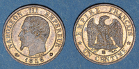MONNAIES MODERNES FRANCAISES 1 centime 2e empire (1852-1870). tête nue Strasbourg -