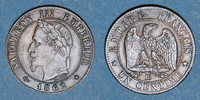 MONNAIES MODERNES FRANCAISES 1 centime 2e empire (1852-1870). tête laurée Strasbourg. Grand BB -