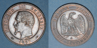 MONNAIES MODERNES FRANCAISES 10 centimes 2e empire (1852-1870). tête nue -