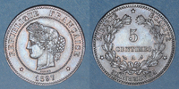 MONNAIES MODERNES FRANCAISES 5 centimes 3e république (1870-1940). Cérès Torche -