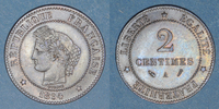 MONNAIES MODERNES FRANCAISES 2 centimes 3e république (1870-1940). Cérès -