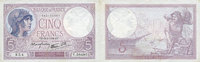BILLETS DE LA BANQUE DE FRANCE 5 francs Banque de France. Billet. violet, 13.7.1939, modifié -