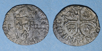 MONNAIES ROYALES Douzain Louis XIII . illégal émis par les Huguenots. Refrappé sur un double tournois -