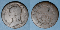 MONNAIES MODERNES FRANCAISES Directoire . 1 décime, petit module, an 4 A -