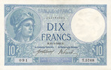 BILLETS DE LA BANQUE DE FRANCE 10 francs Banque de France. Billet. Minerve, -