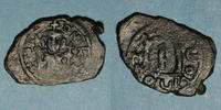 ISLAM Follis Syrie. Monnayage pseudo-byzantin (638-c.670). figure impériale tenant une longue croix -