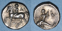 MONNAIES GRECQUES Didrachme Calabre. Tarente. Alliance avec les Romains, vers 272-235 AC. -