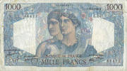 BILLETS DE LA BANQUE DE FRANCE 1000 francs Banque de France. Billet. Minerve et Hercule, -