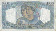 BILLETS DE LA BANQUE DE FRANCE 1000 francs Banque de France. Billet. Minerve et Hercule, -