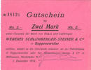BILLETS DE NECESSITE FRANCAIS 2 mark Roppentzwiller (Roppenzweiler). Weberei Schlumberger-Steiner & Cie. Billet. -