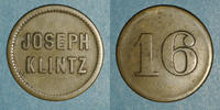 MONNAIES DE NECESSITE FRANCAISES 16 pfennig Mulhouse (68). Joseph Klintz, restaurant. -