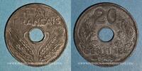 MONNAIES MODERNES FRANCAISES 20 centimes Etat français . type 20 1943. Légère -