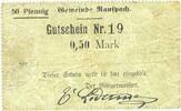 BILLETS DE NECESSITE FRANCAIS 0,50 mark Ranspach (68). Billet. . Cachet communal allemand -