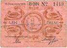 BILLETS DE NECESSITE FRANCAIS 1 franc Sainte-Marie-aux-Mines. Ville. Billet. -