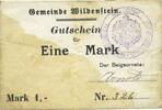 BILLETS DE NECESSITE FRANCAIS 1 mark Wildenstein. Commune. Billet. (décembre 1914). Beigeordnete sans d, Gemeinde
de 61 mm -