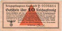 ALLEMAGNE 10 pfennig Allemagne. Camps allemands de prisonniers de guerre 1939-45. Billet. -