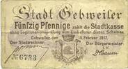 BILLETS DE NECESSITE FRANCAIS 50 pf Guebwiller (68). Billet. -