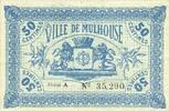 BILLETS DE NECESSITE FRANCAIS 50 centimes Mulhouse (68). Ville. Billet Série A -