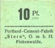 ALLEMAGNE - BILLETS DE NECESSITE (1914-1923) A - J 10 pf Finkenwalde (Zdroje, Pologne). Portland Cement-Fabrik G.m.b.H. Billet. vert clair -