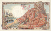 BILLETS DE LA BANQUE DE FRANCE 20 francs Banque de France. Billet. pêcheur, -
