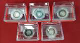 Bundesrepublik Deutschland 5 x 5 Euro Gedenkmünzen A - J 2017 Tropische Zone PP komplett Roter Ring Polymerring A,D,F,G,J Proof with original boxes
