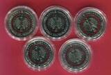 Bundesrepublik Deutschland 5 x 5 Euro Gedenkmünzen A - J 2017 Tropische Zone komplett Roter Ring Polymerring A,D,F,G,J BU with capsules