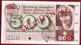 Schweiz, Switzerland 500 Franken Spezimen 1961-1974 Jungbrunnen PMG choice unc 64
