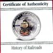 Liberia 5 Dollar Silbermünze mit Farbauflage 2011 HISTORY OF RAILROADS - Trans-Sibirian Railroad proof coa