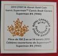 Kanada 100 Dollars Gold 2015 Iconic Superman Comic Book Covers: Superman #4 (1940) Rare Mintage only 2001 Proof colorated with original packaging