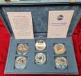 Kuba Cuba 50 Pesos Fauna der Karibik Farbmünzen 1994 Fauna Del Caribe Serie mit Box in Kapseln mit Satz Zertifikat 6 x 5 Unzen proof Box COA partly toned