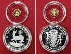 Gabun 1000 Francs + 3000 Francs CFA Set 2018 Gold und Silber Springbok Dedication Set, gewidmet Lady Diana Proof coinset with original packaging