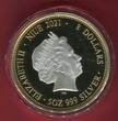 Niue Islands 8 Dollar Silbermünze vergoldet 2021 The Great Race - A Story of the Lunar Animals - 5oz Silver Proof Coin Proof selective gold-plating with box & coa