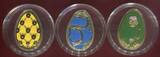 Cook Islands 3 x 5 Dollar Silbermünzen 2010 Fabergé Eier PP mit Cloisonné Enameling und Zert. Proof with box & coa