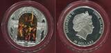 Cook Islands 20 Dollar Silbermünze mit Farbapplikation 2016 Masterpieces of Art - Die Auferstehung Christi - Jacopo Tintoretto Proof colorated (slightly toned) with box & coa