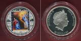 Cook-Inseln, Cook Islands 20 Dollars Silbermünze - 3 Unzen Silber 2014 Masterpieces of Art - Die Verkündigung an Maria von Philippe de Champaigne Proof partly colorated with glass stones, with box