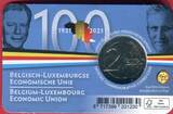 Belgien 2 Euro Gedenkmünze 2021 100 Jahre Belgisch-Luxemburgische Wirtschaftsunion BU in Coin-Card